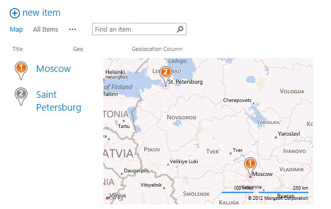 SharePoint 2013 Map View