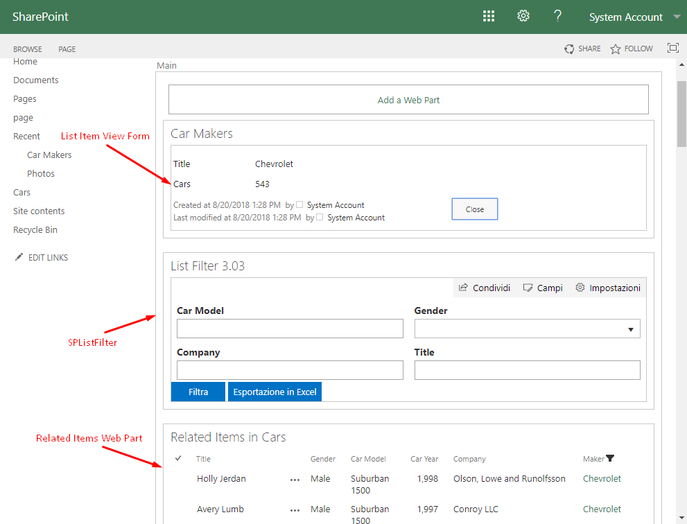 SharePoint List Filter. Export to Excel