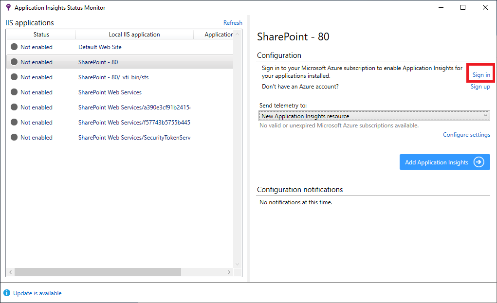 Application Insights Status Monitor