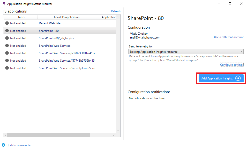 Application Insights Status Monitor